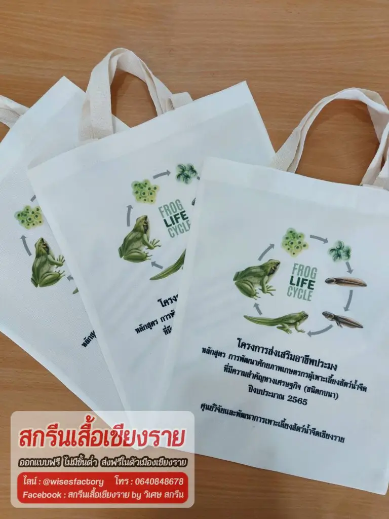 กระเป๋าผ้าดิบ สกรีน ถุงผ้า สกรีนเสื้อเชียงราย